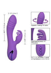 California Dreaming West Coast Wave Rider Silicone Rechargeable Rabbit Vibrator - Purple